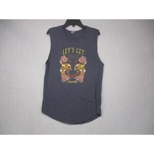 Platinum Gray Trendy Graphic Nashville Streetwear Sleeveless Top Women Size L